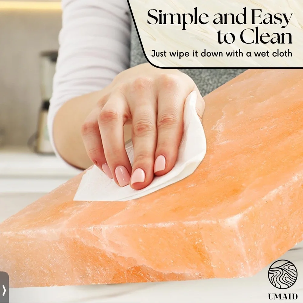 NWT UMAID Himalayan Salt Block Cooking Plate with Metal Tray